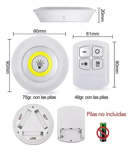 Juego Bombilla X3 Luces Led Inalámbrica Con Control De Mando LUZLEDX3