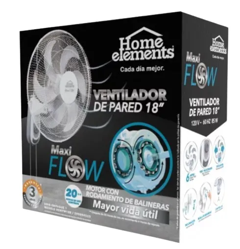 Ventilador De Pared 18″ Negro, MaxiFlow Elite Home Elements Ref: Maxiflow-elite