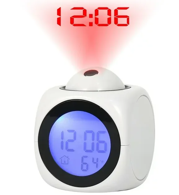 Reloj Proyector Con Despertador Blanco