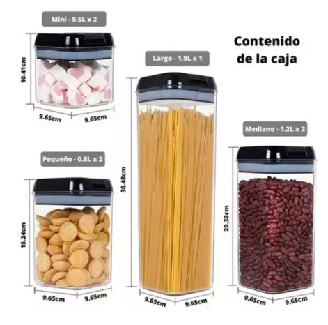 Organizador De Granos y Cereales Para Cocina Set x 7 (Impor H) Ref: Setx7