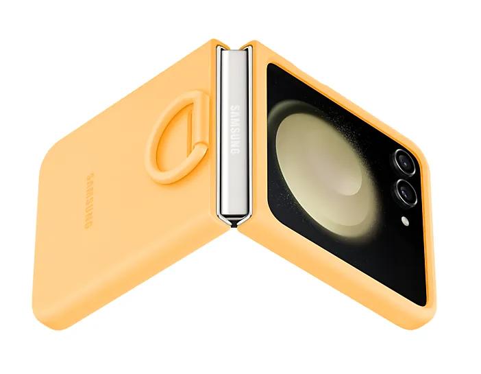 Estuche Silicon Case Para Celular Samsung Galaxy Z Flip 5 Original Con Anillo Amarillo