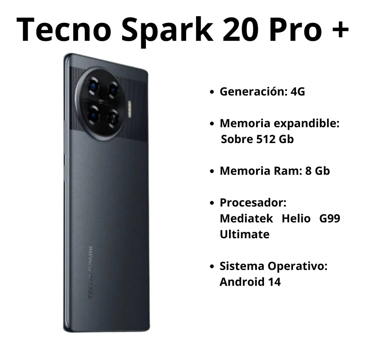 Celular Tecno Spark 20 Pro Plus Dual Sim 256gb 8gb Ram Negro + Audífonos