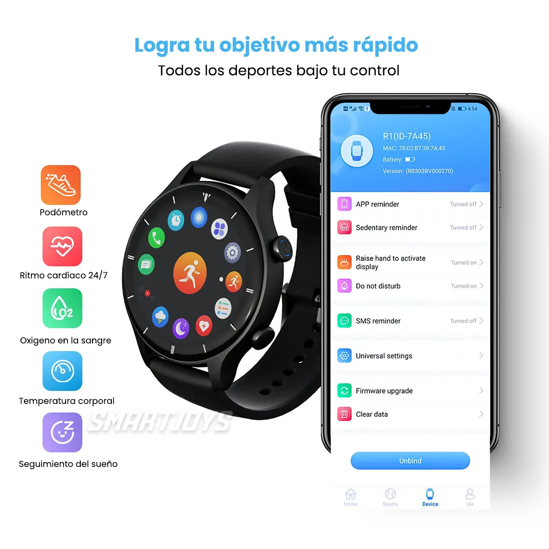 Smartwatch G-TIDE R1 Original Negro Sumergible