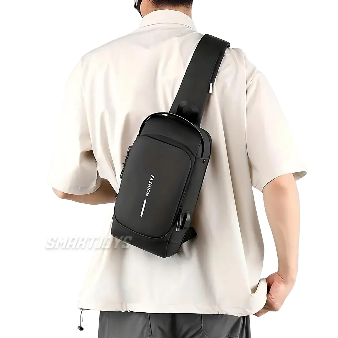 Bolso Antirrobo Negro Con Puerto USB Maleta Con Candado