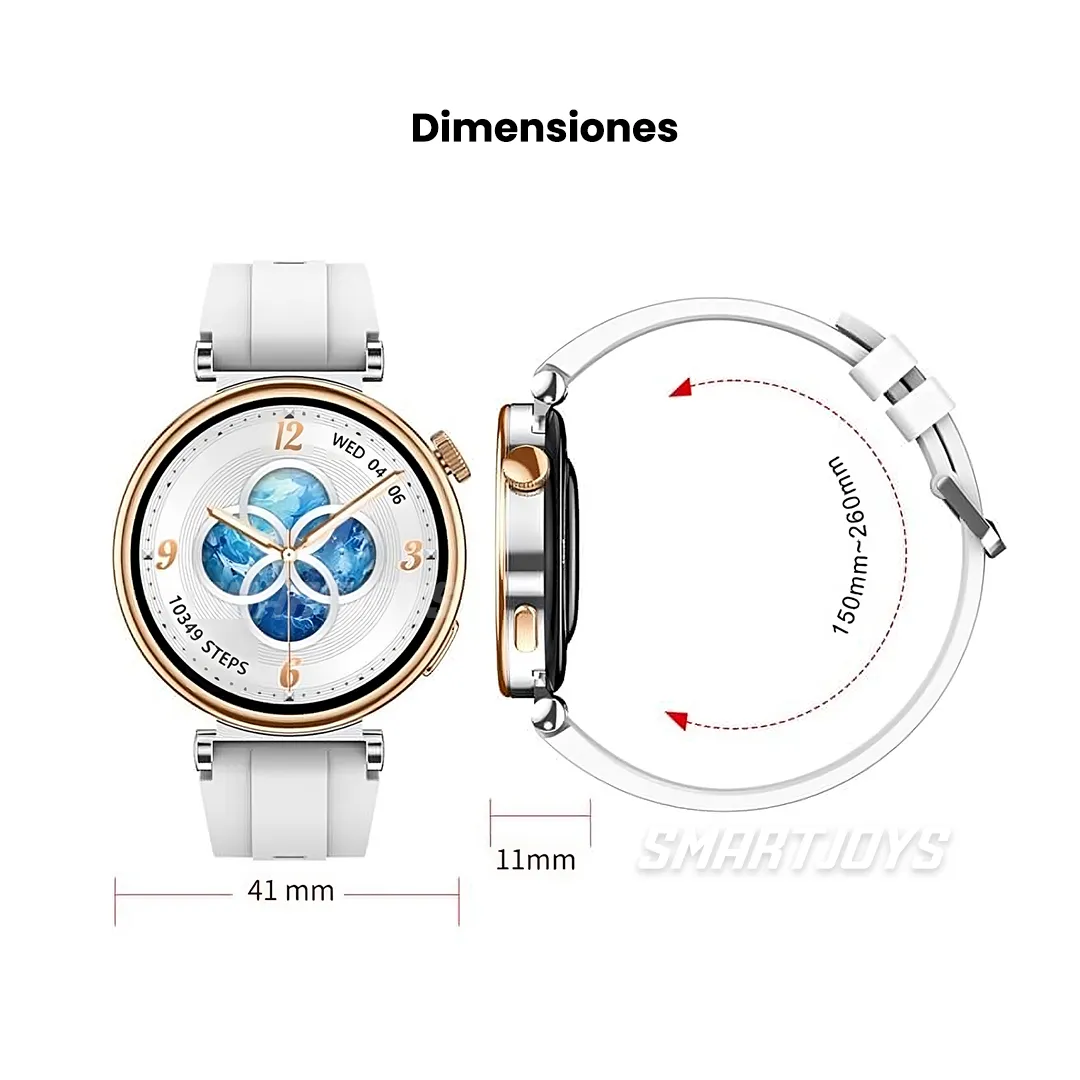 Reloj Inteligente Smartwatch Mobulaa GT4 Mini Original Sumergible Bisel Dorado Con Plateado
