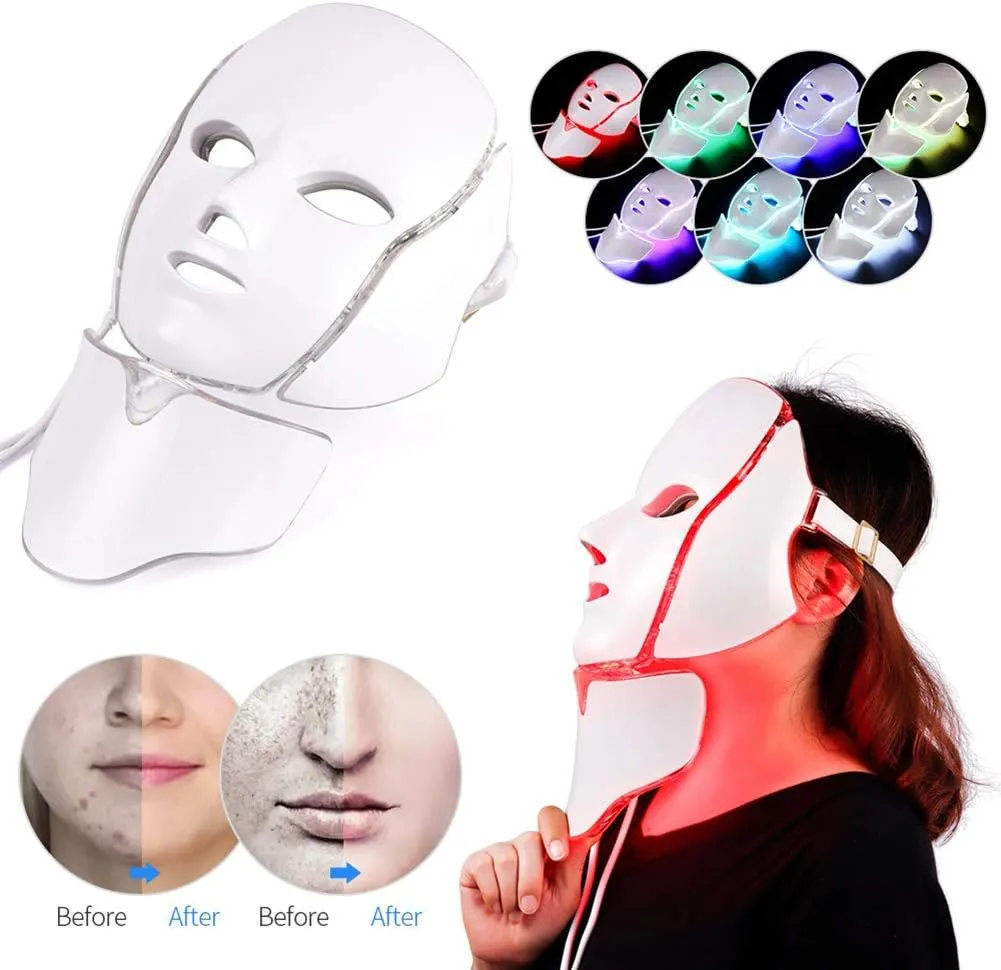 Mascara Facial Led + Cuello Fototerapia Rejuvenecimiento 