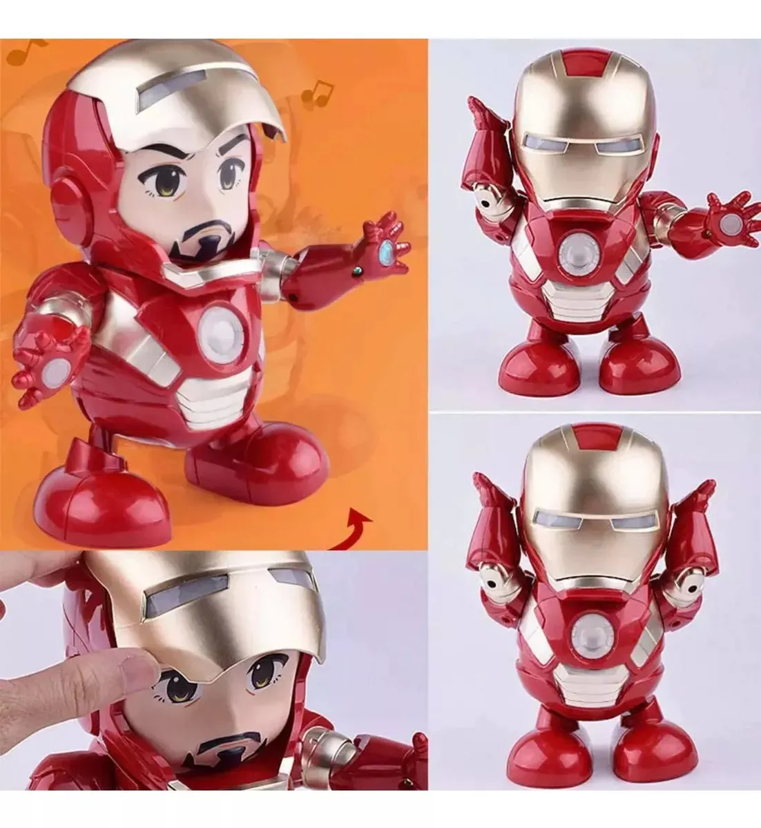 Iron Man Dance Hero Robot Baila Sonido Luces Figura Lámpara