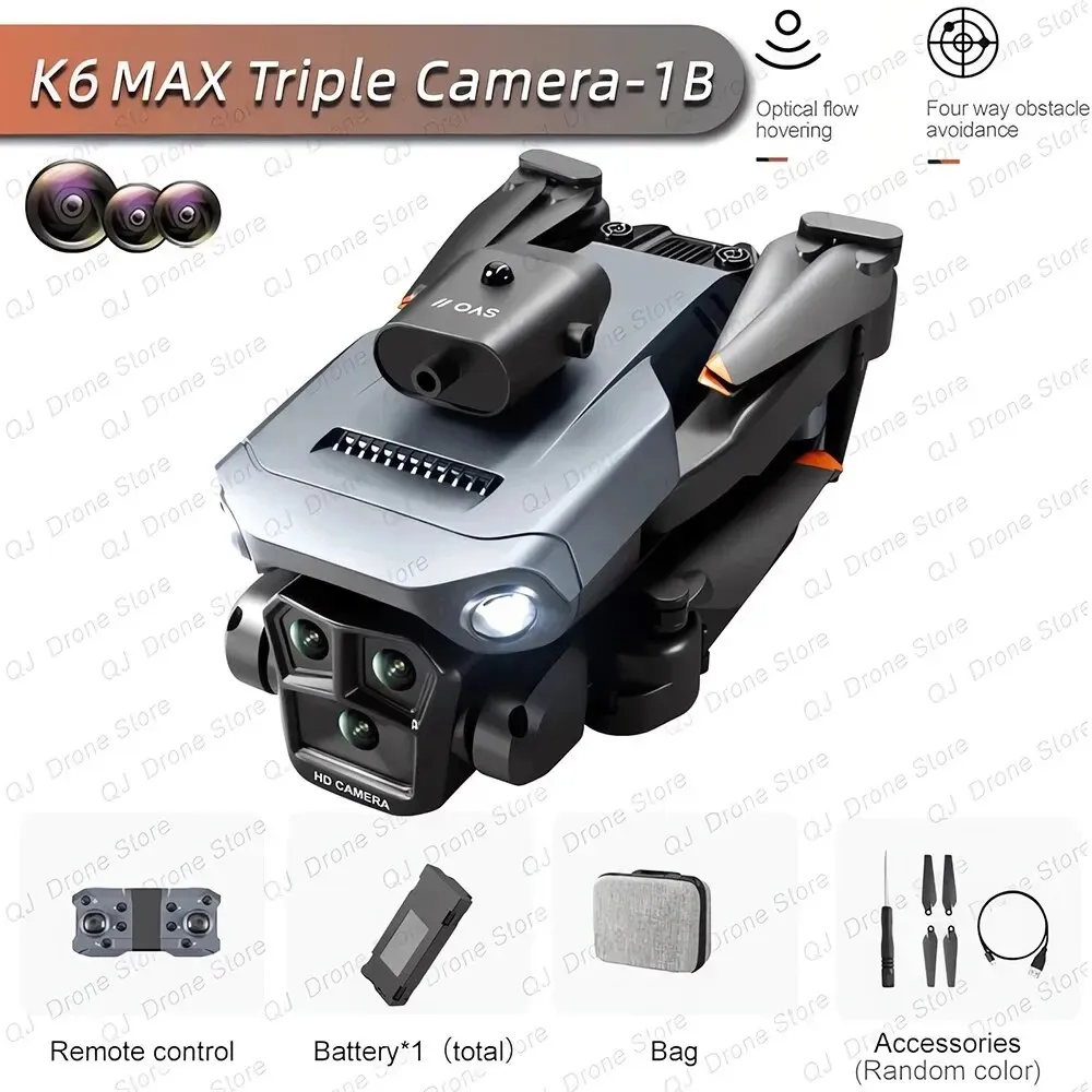 K6 Max Drone Con 3 Cámaras Hd, Batería Incorporada Esquiva Obstáculos