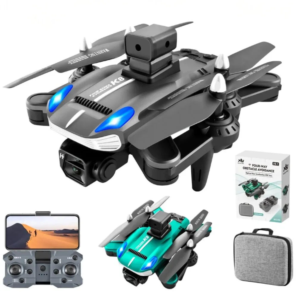 Drone Wifi Doble Camara Sensor Evita Obstáculos Estuche 720p K8