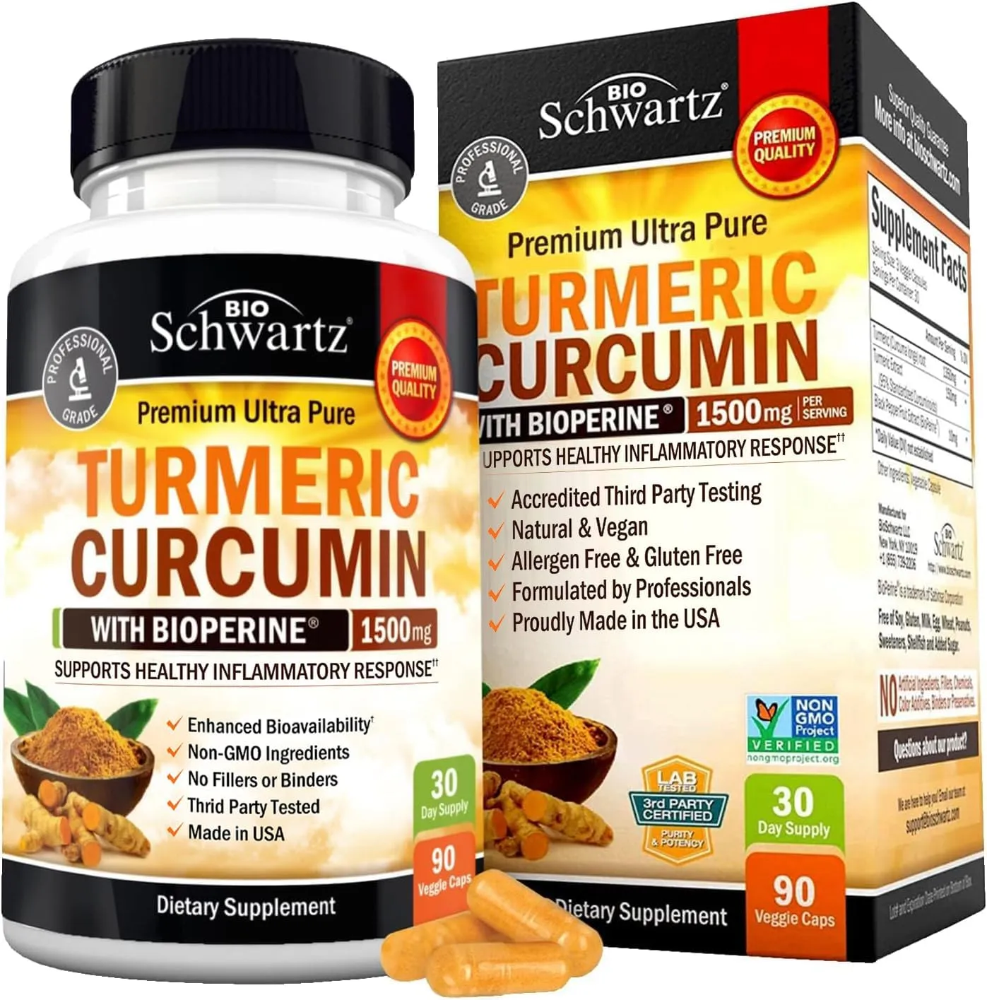 Bio Schwartz Turmeric Curcumin 90 Capsulas