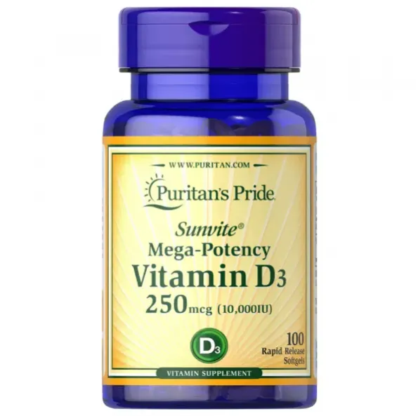Vitamina D3 Puritan's Pride 100 Softgels 250 Mcg