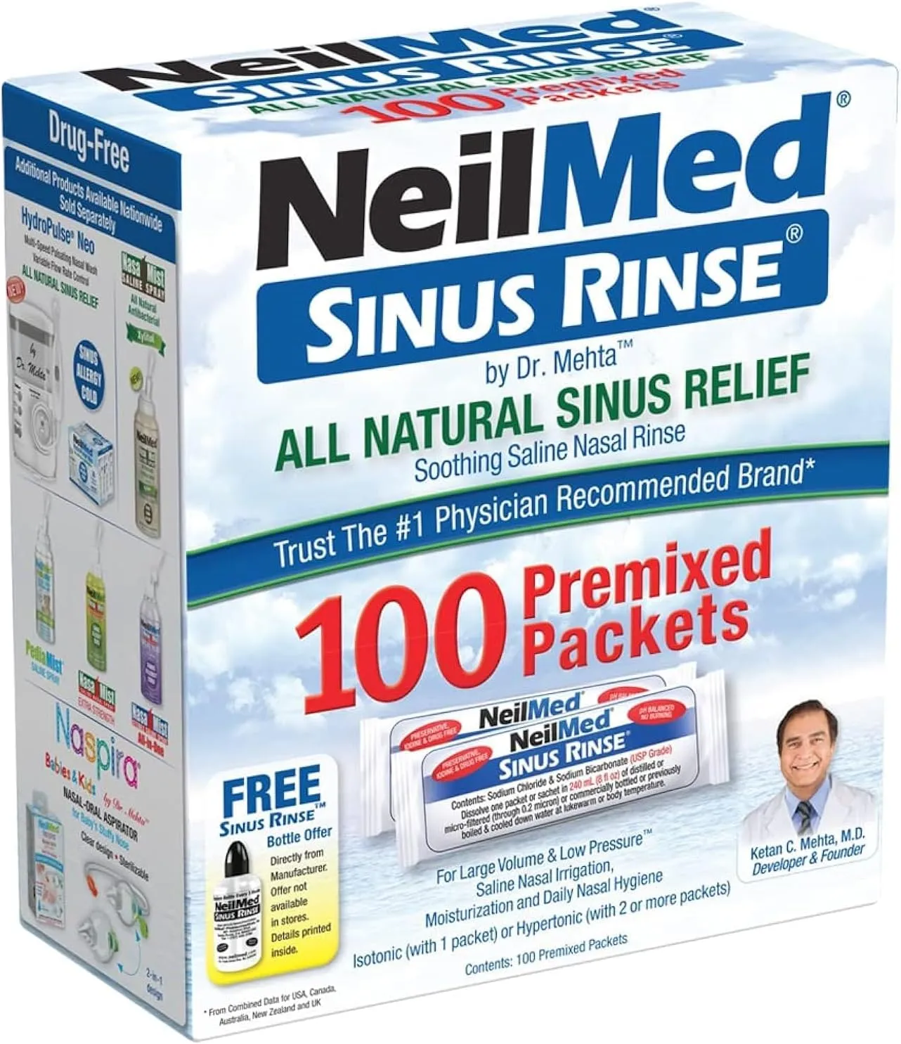 Enjuague Nasal Saludable Neilmed Sinus Rinse, X100