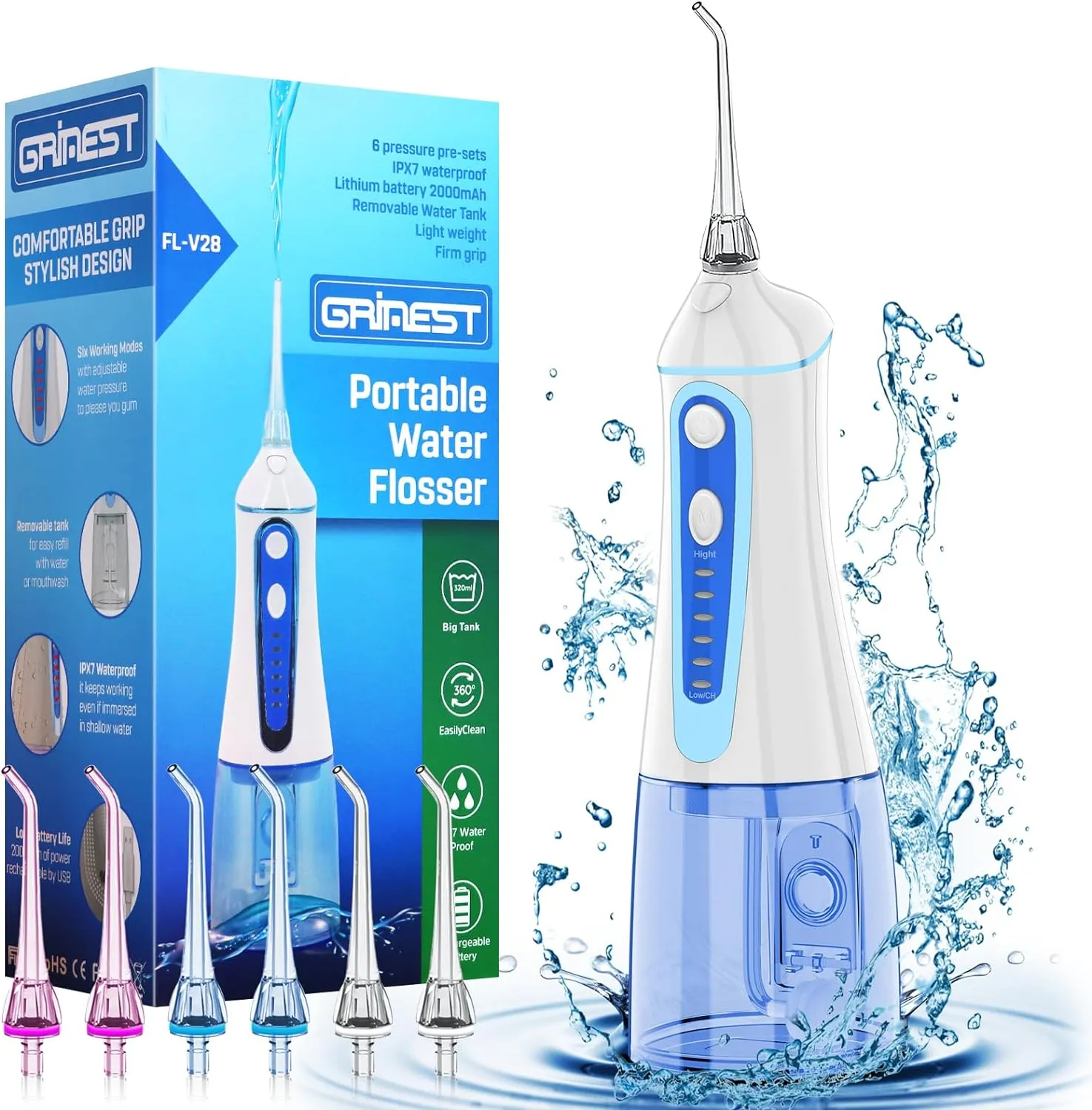 Irrigador dental de agua para limpieza de dientes Blanco 