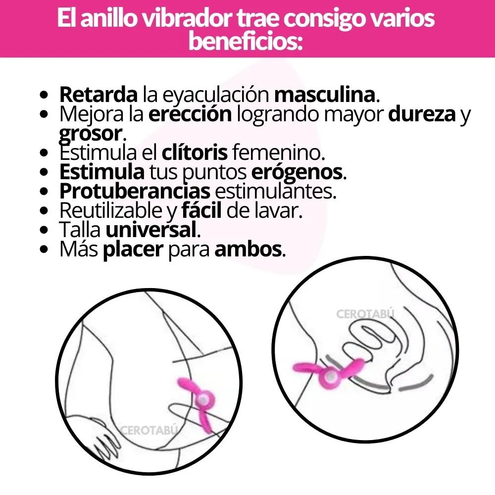 Anillo Vibrador Retardante Para Pene Juguete Sexual 