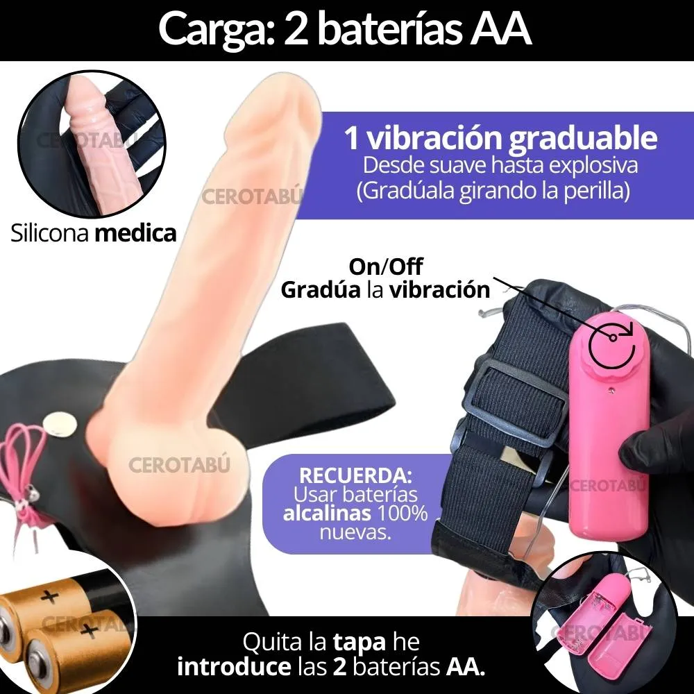 Arnes Con Dildo Vibrador Consolador Texturizado Realista 