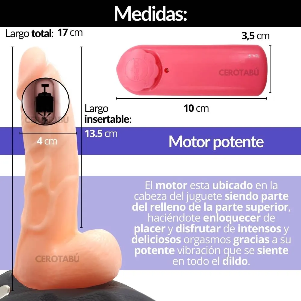 Arnes Con Dildo Vibrador Consolador Texturizado Realista 