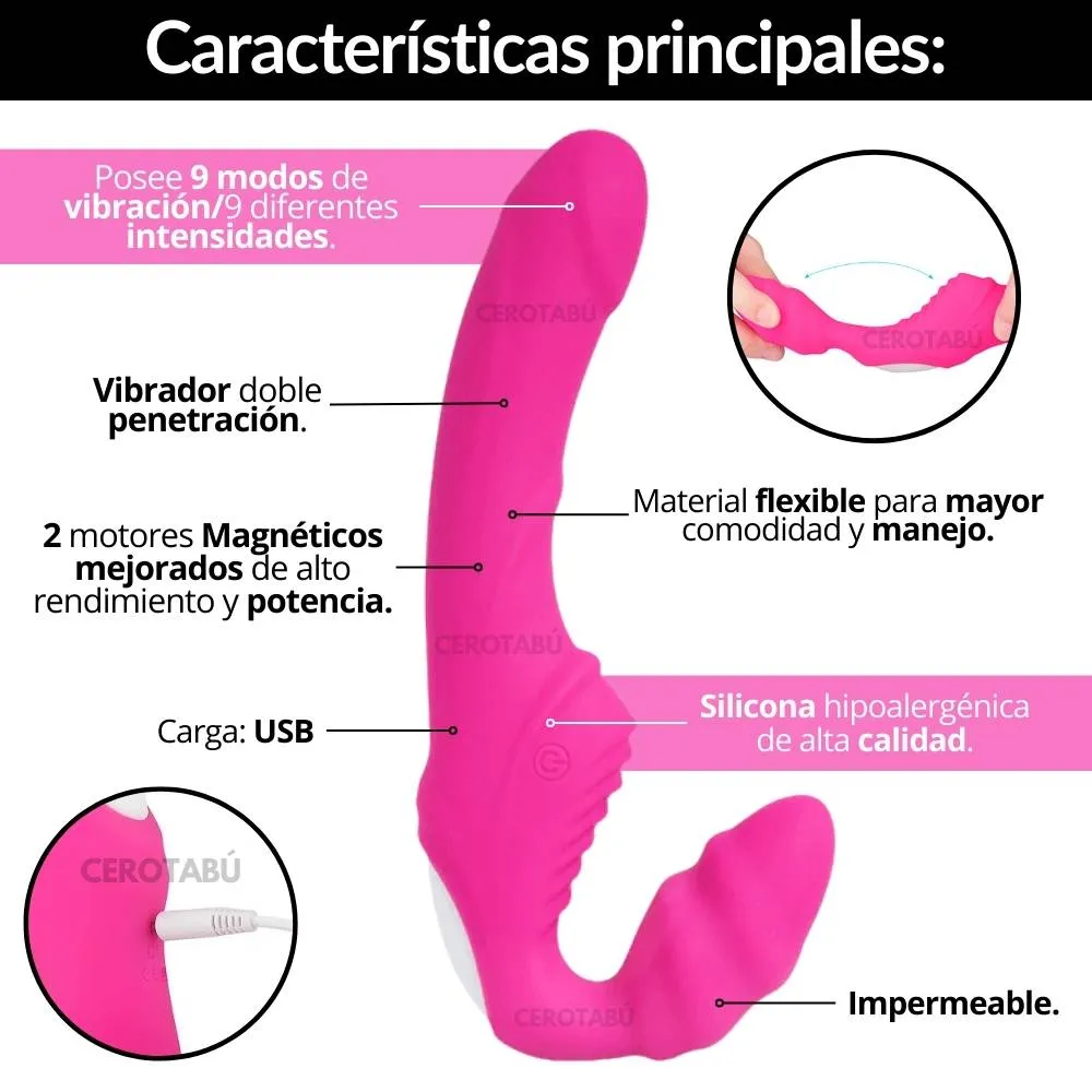 Arnés Consolador Vibrador Doble Estimulación Juguete Sexual