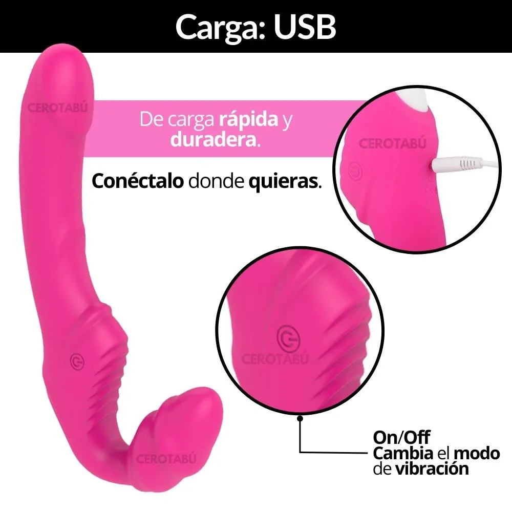 Arnés Consolador Vibrador Doble Estimulación Juguete Sexual