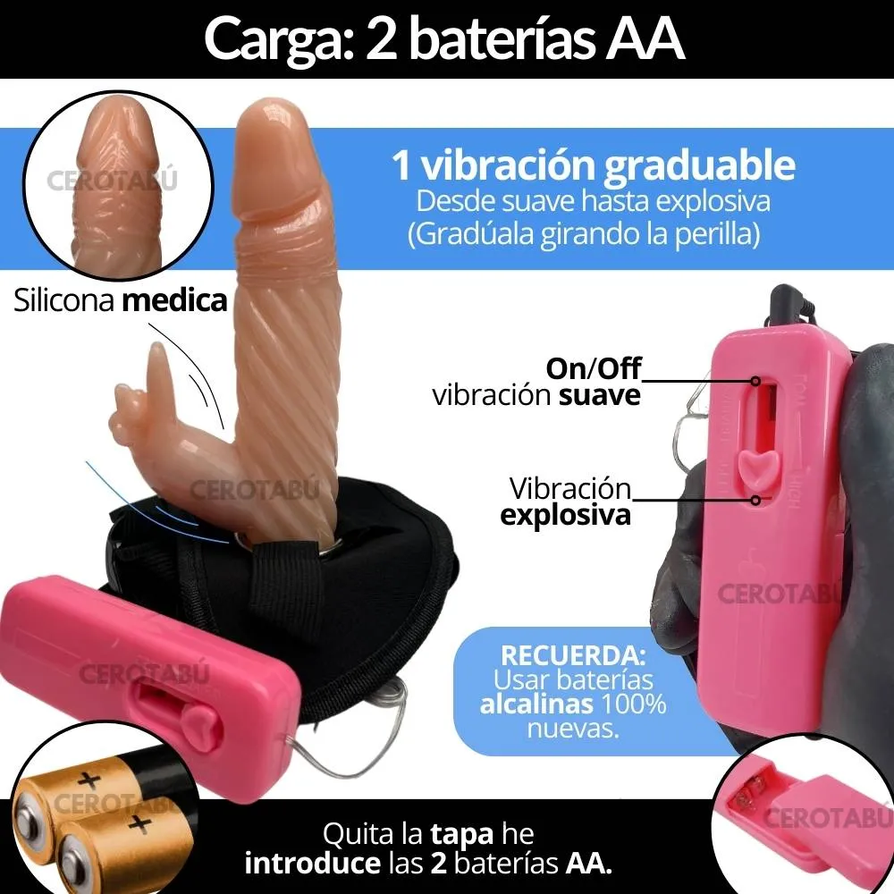 Arnes Doble Estimulacion Consolador Dildo  Vibrador Unisex 