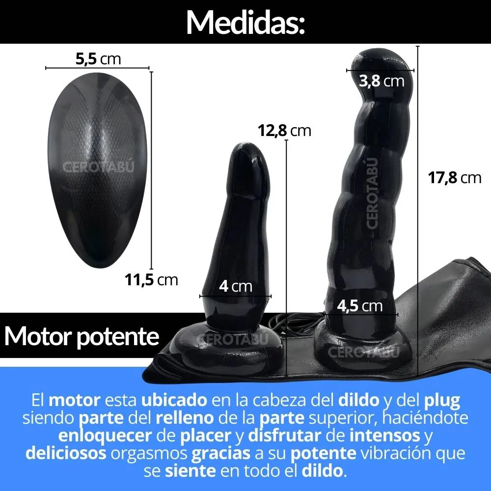 Arnés Vibrador Doble Dildo Anal Vaginal Premium Ajustable