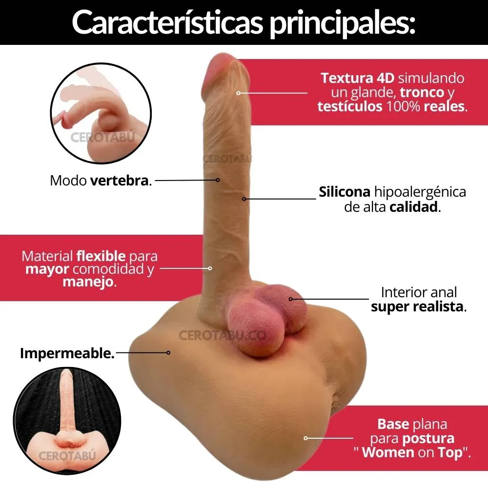 Dildo Consolador Realista Texturizado Medio Torso Unisex