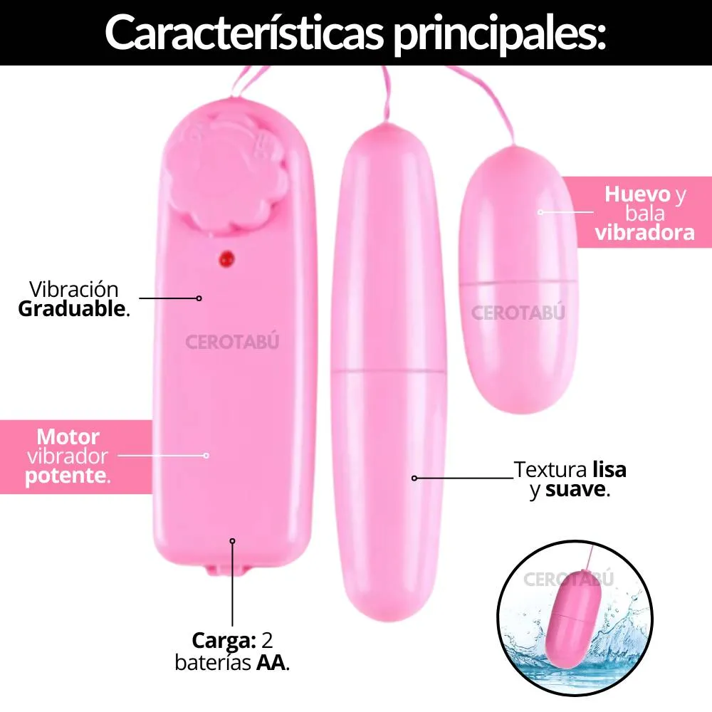 Vibrador Consolador Doble Huevo + Bala Juguete Sexual