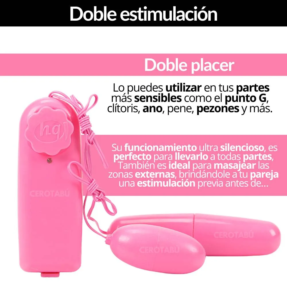 Vibrador Consolador Doble Huevo + Bala Juguete Sexual