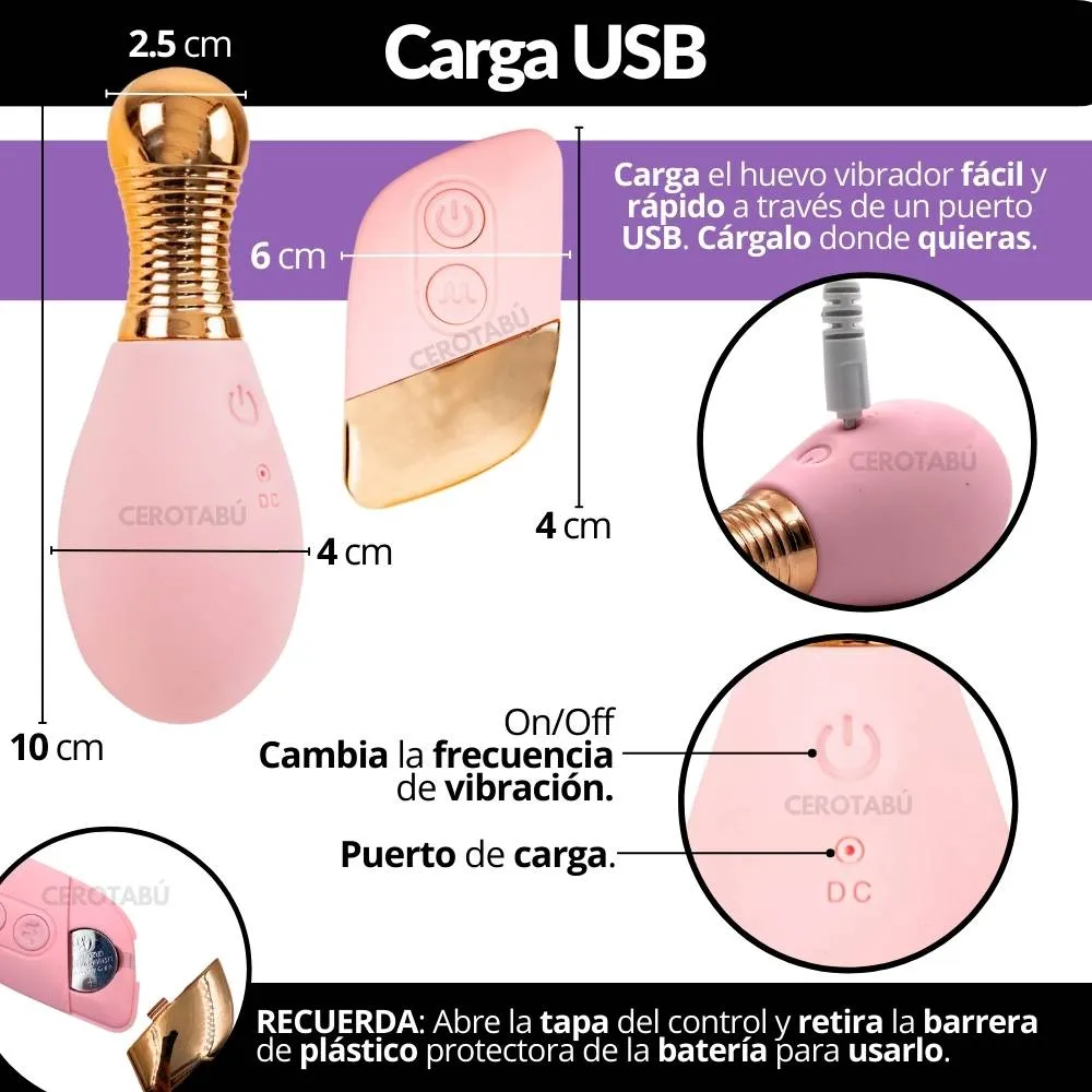 Huevo Vibrador Inalámbrico Control A Distancia Recargable 