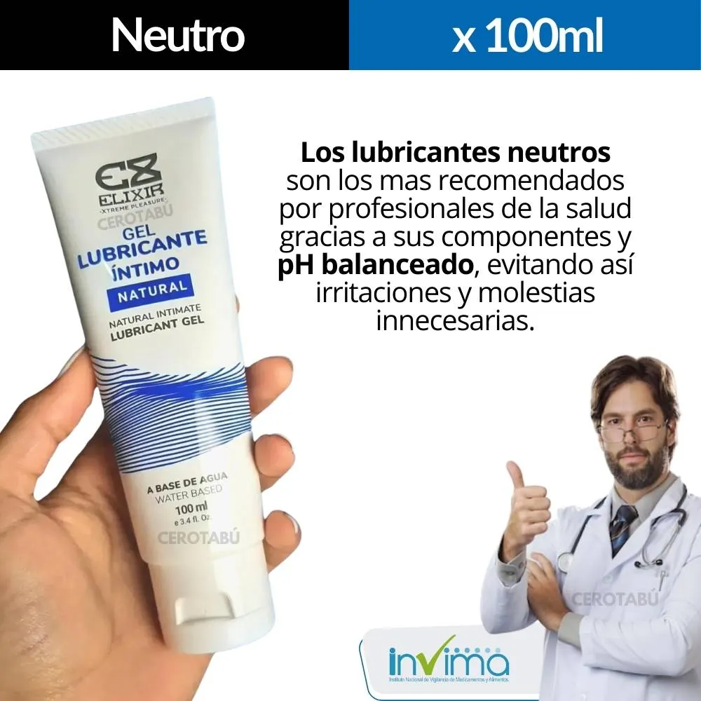 Lubricante Gel Intimo Natural A Base x 100ml De Agua 