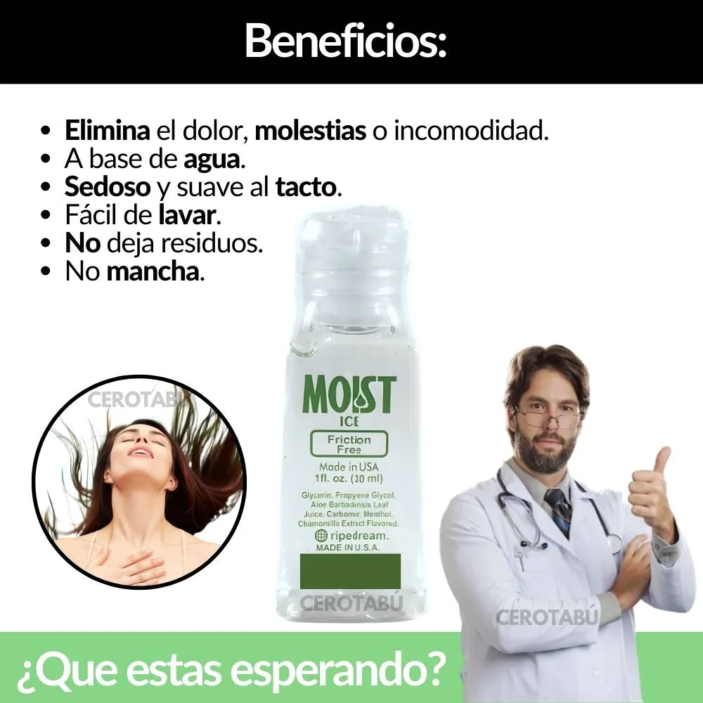 Lubricante Intimo Frio Sabor Menta Moist 30ml +contenido