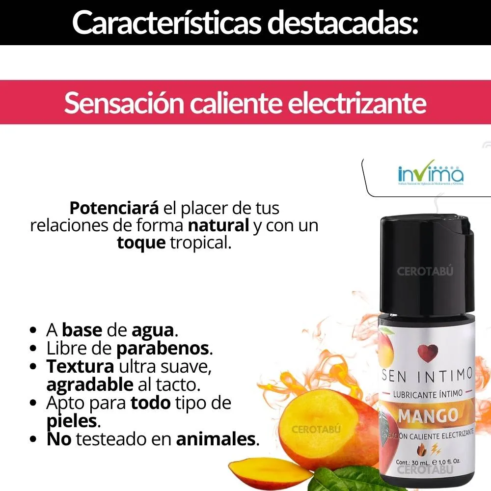 Lubricante Electrizante Caliente Sen Intimo Mango 30 mL