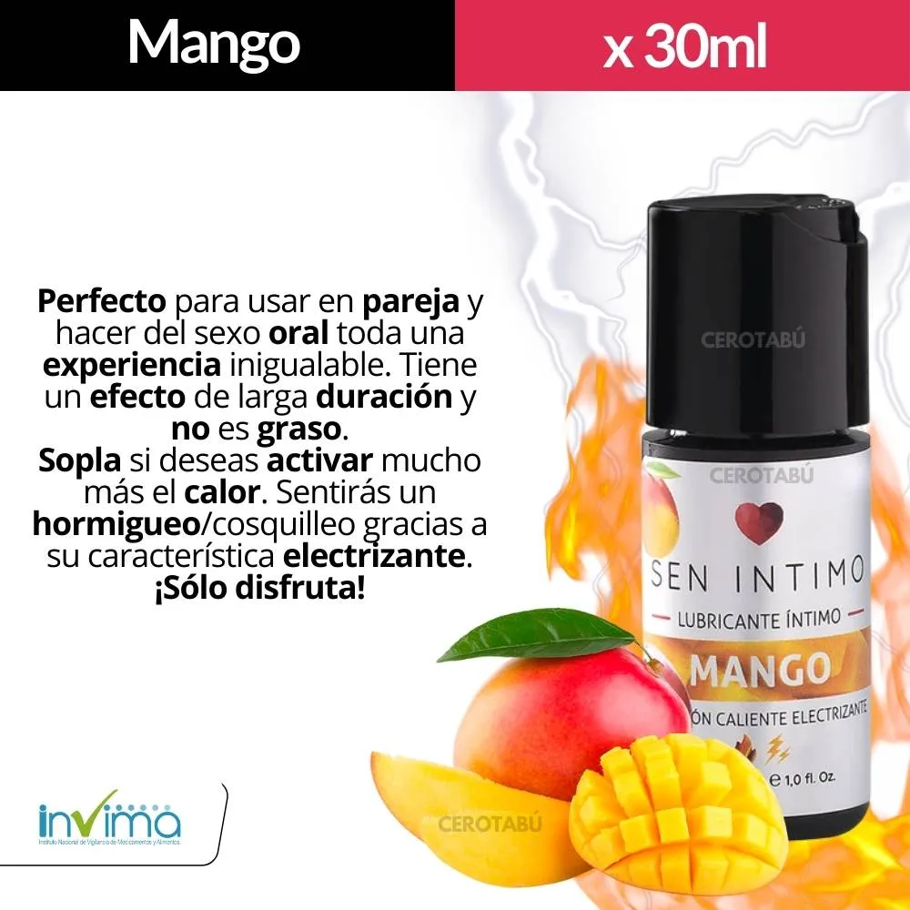 Lubricante Electrizante Caliente Sen Intimo Mango 30 mL