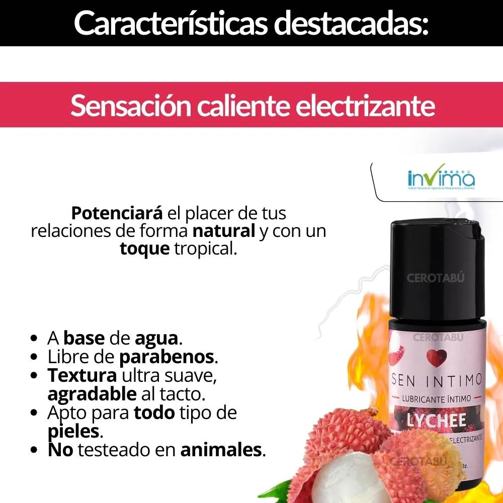 Lubricante Caliente Electrizante Sen Intimo Lychee 30 mL