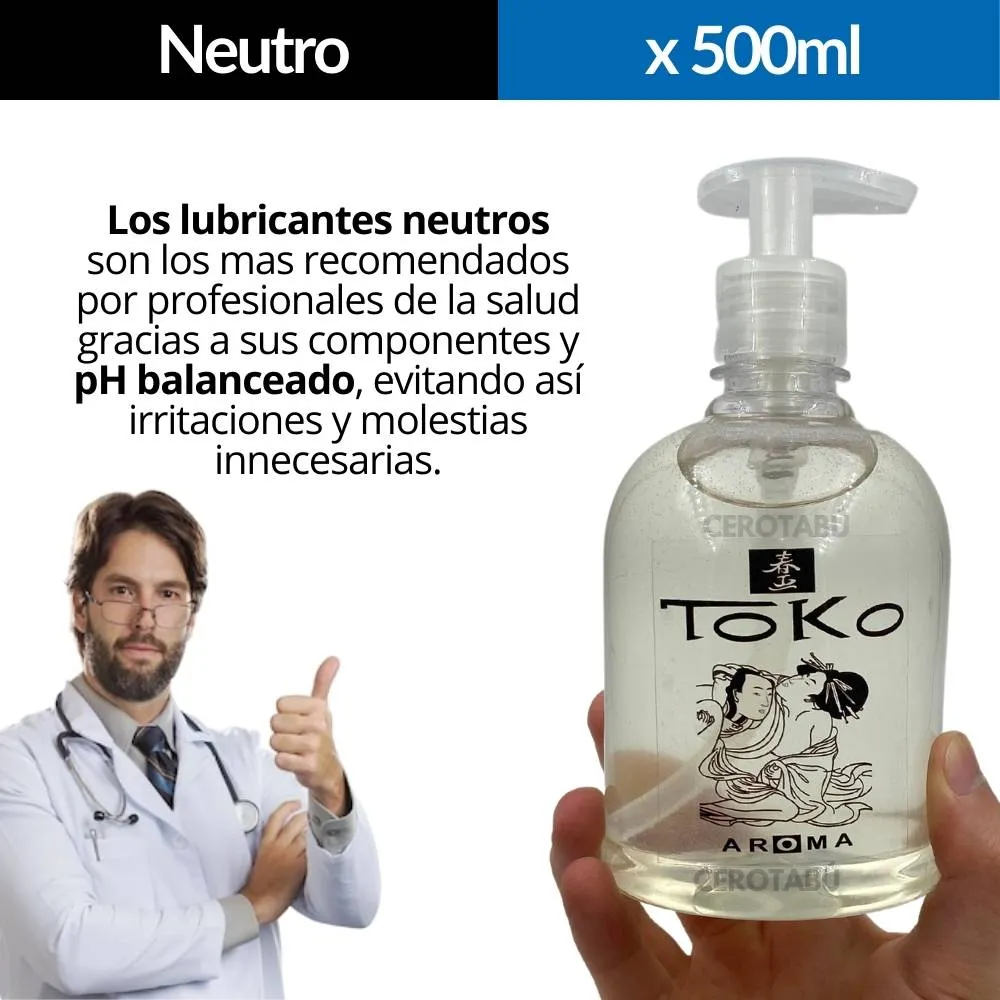 Lubricante Intimo Neutro De Agua 100% Natural Toko 500 Ml