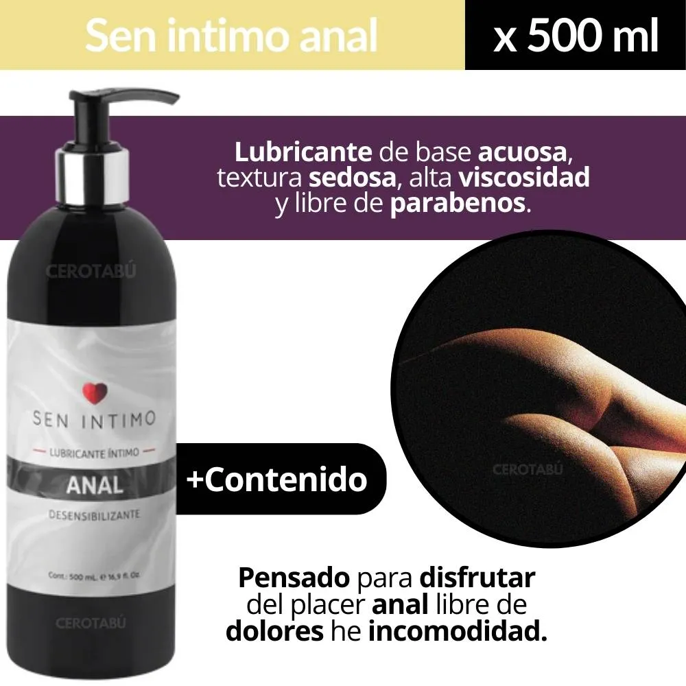 Lubricante Intimo Anal Gel Desensibilizante Entume Sin Dolor 500ml