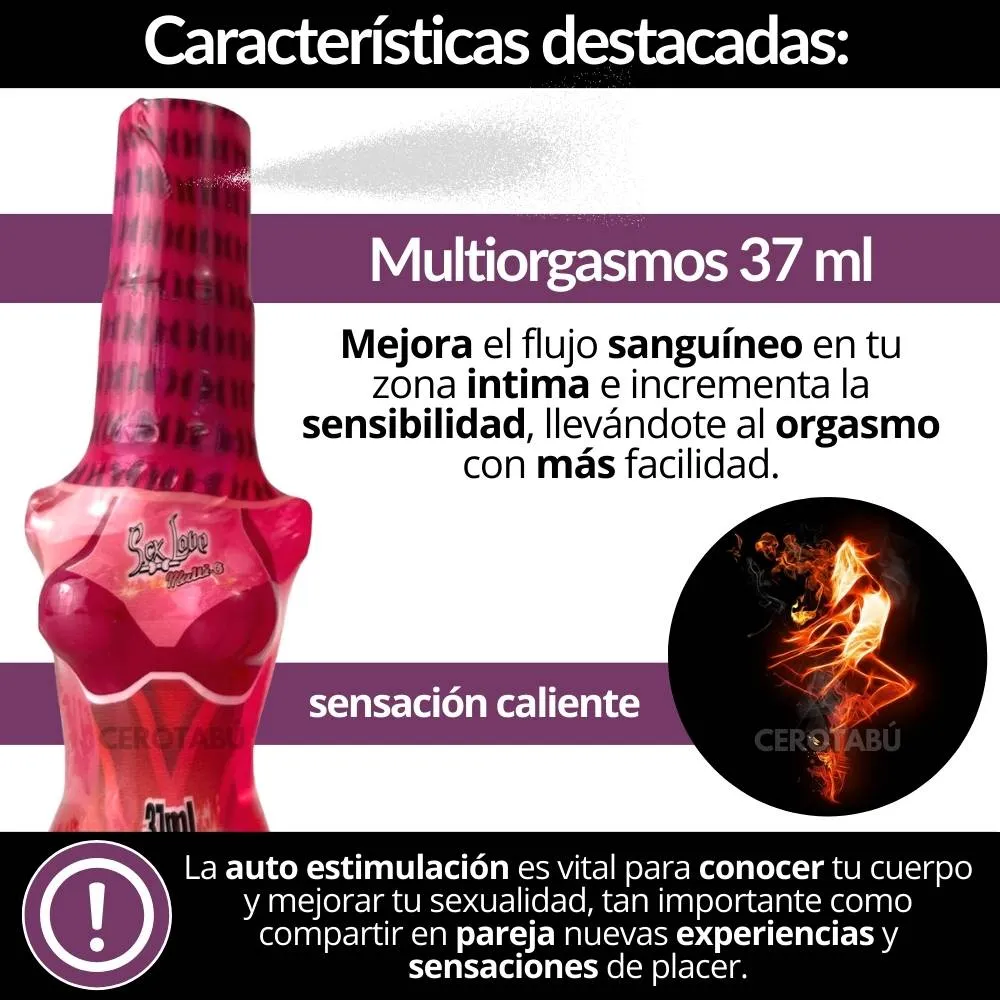 Lubricante Intimo Multiorgasmo Caliente Sabor Mora Rosa x37 ml 