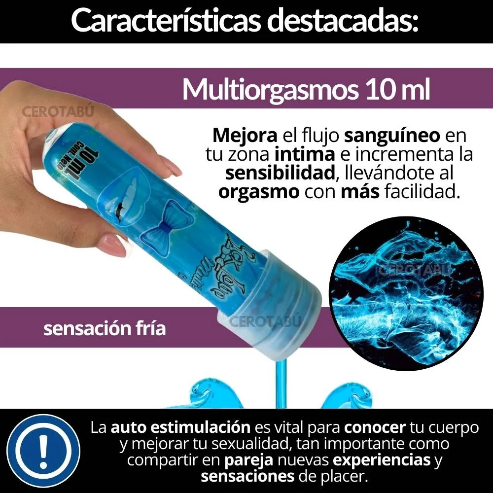 Lubricante Multiorgasmos Sensación Fría Saborizado x 10ml 