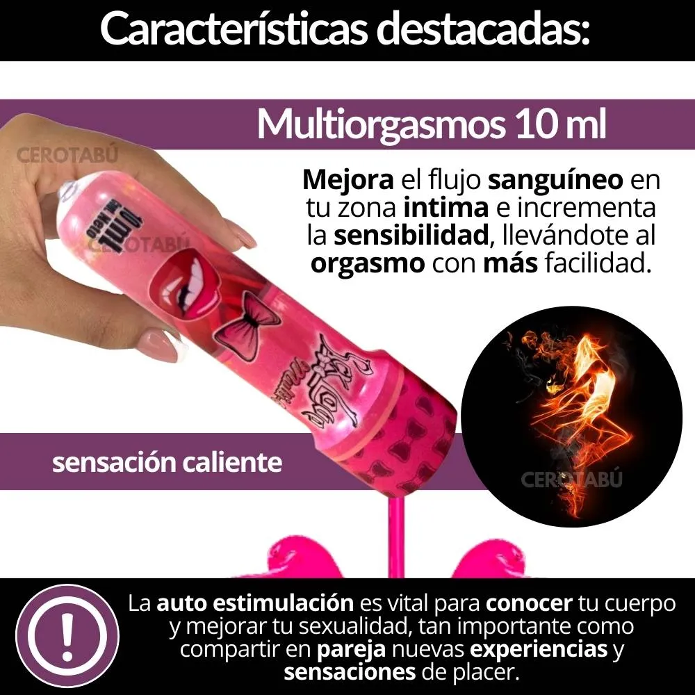 Lubricante Multiorgasmos Sensación Caliente Saborizado x 10ml 