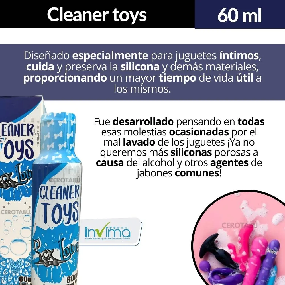 Limpiador Desinfectante De Juguetes Sexuales Toy Cleaner x60 ml