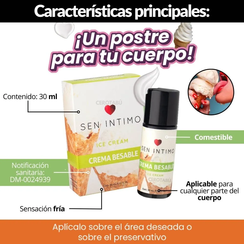 Crema Comestible Besable Ice Cream Senintimo Para Sexo Oral 30ml