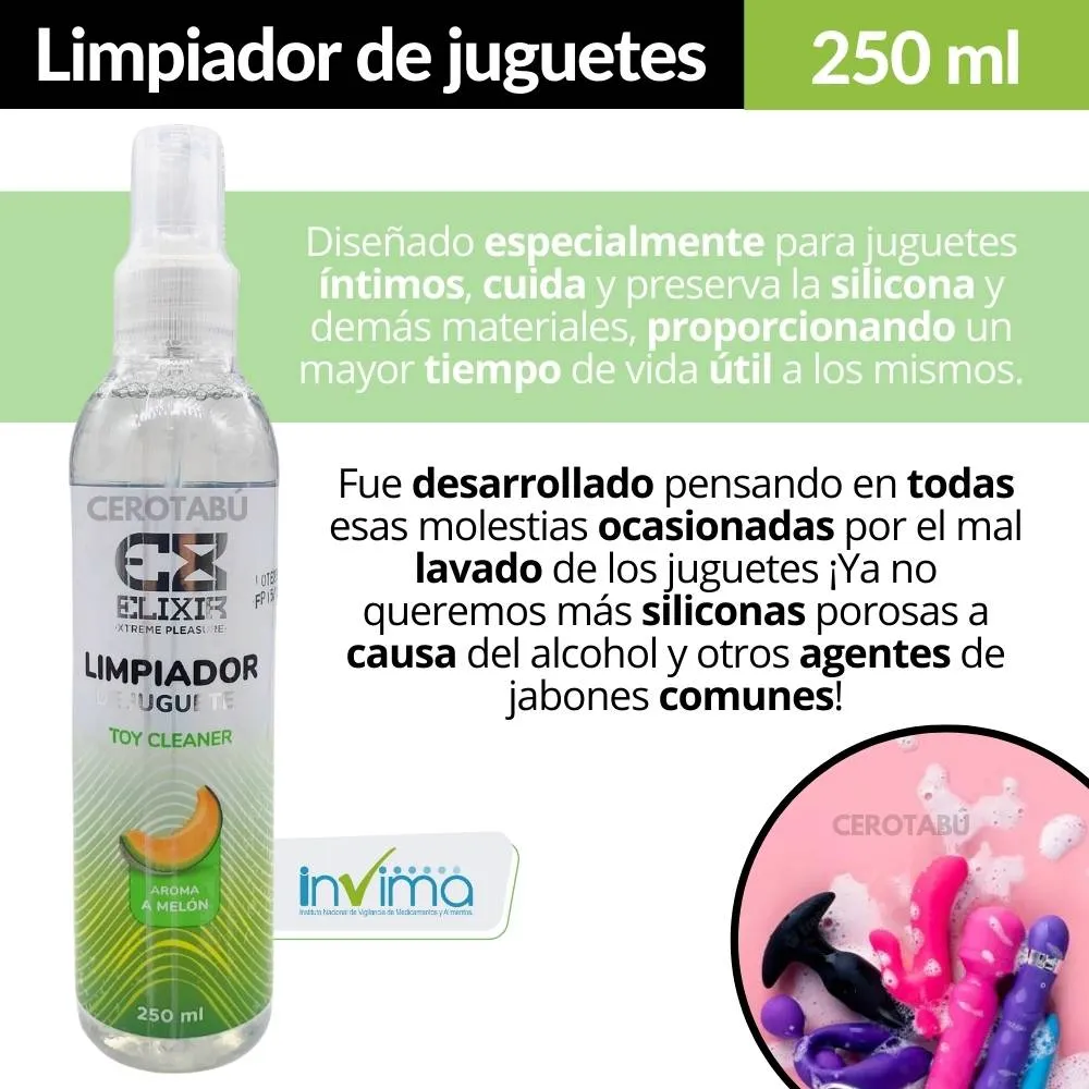 Limpiador De Juguetes Dildo Plug Toy Cleaner Aroma Melón 250 ml 