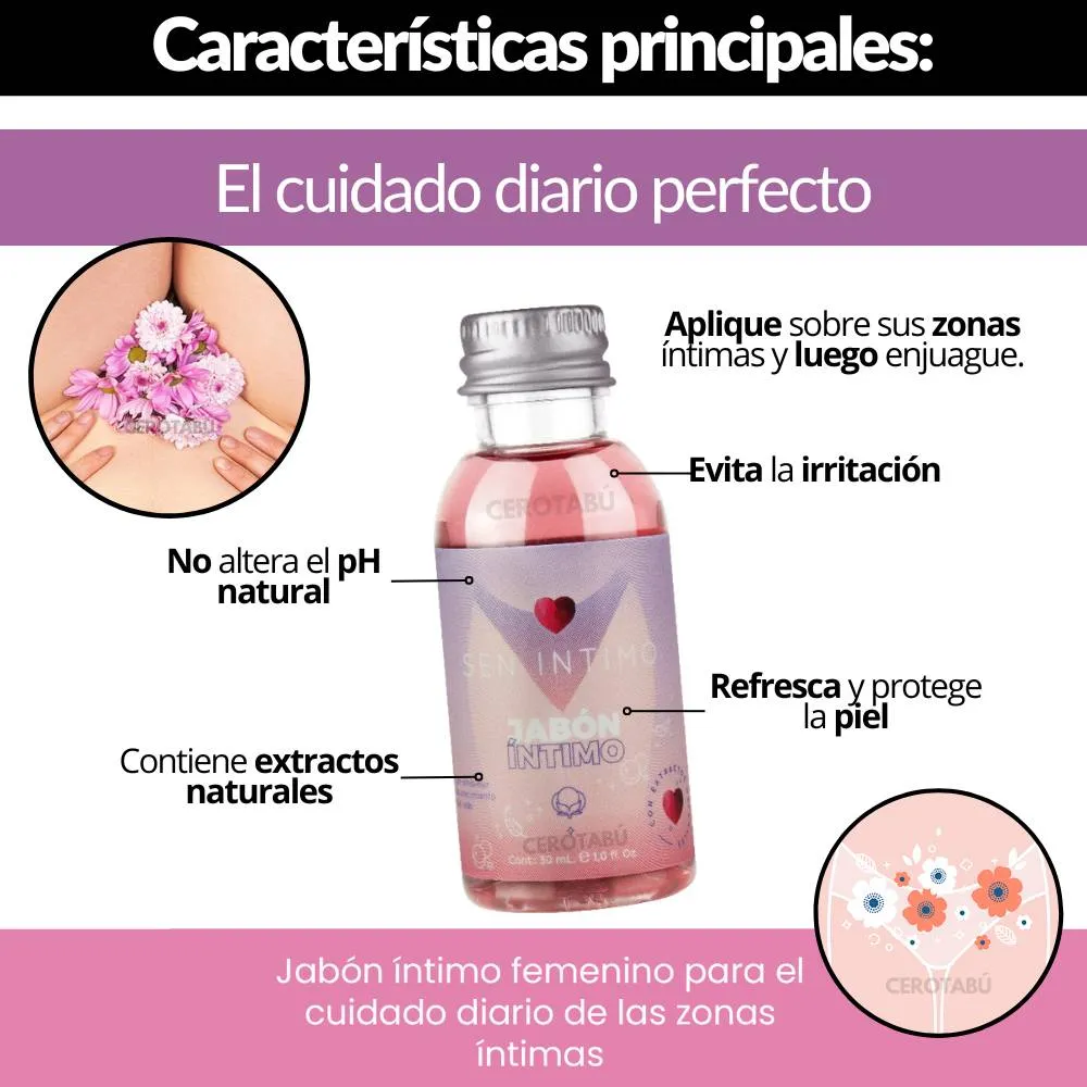 Jabón Intimo Hidratante Extractos Naturales AloeVera Manzanilla 30ML