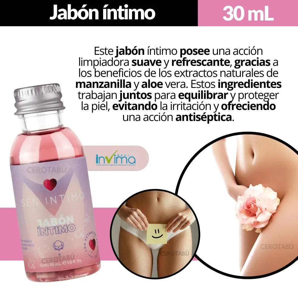 Jabón Intimo Hidratante Extractos Naturales AloeVera Manzanilla 30ML