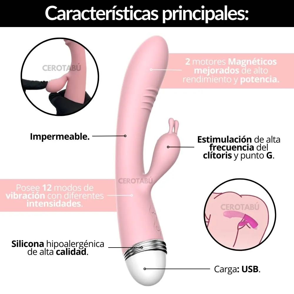 Consolador Vibrador Punto G Y Clítoris Juguete Sexual 