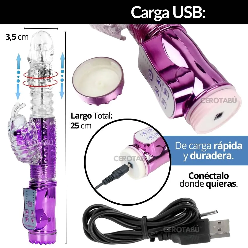 Vibrador Doble Estimulación Texturizado Recargable Juguete Sexual