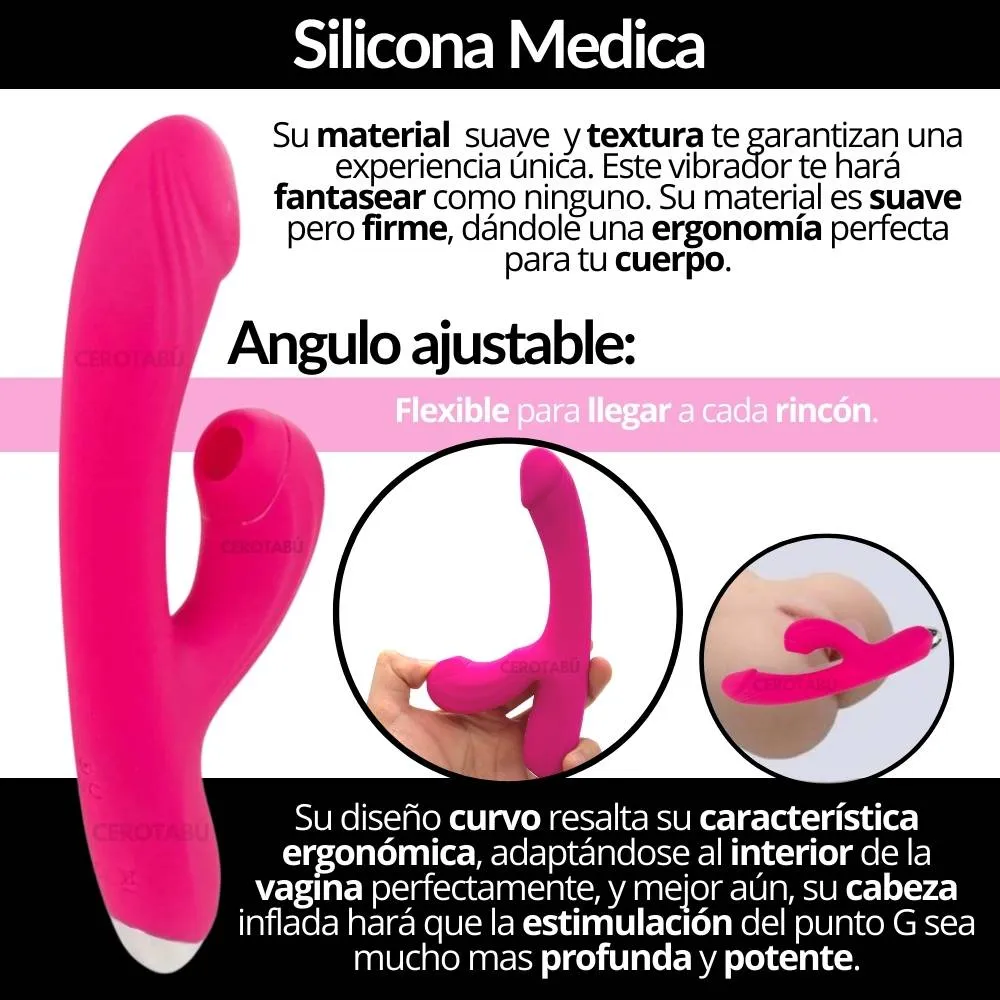 Vibrador Succionador Doble Estimulación Térmico Luxury Sexual