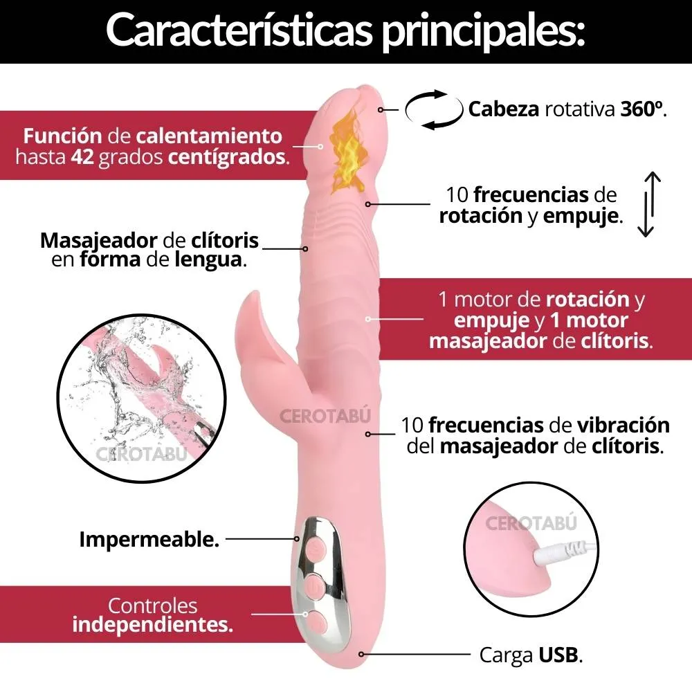 Vibrador Doble Estimulación Térmico Recargable Premium  