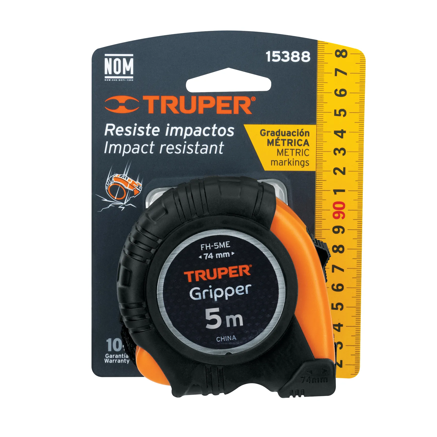 Flexómetro Gripper Contra Impactos 8 Mt Marca Truper