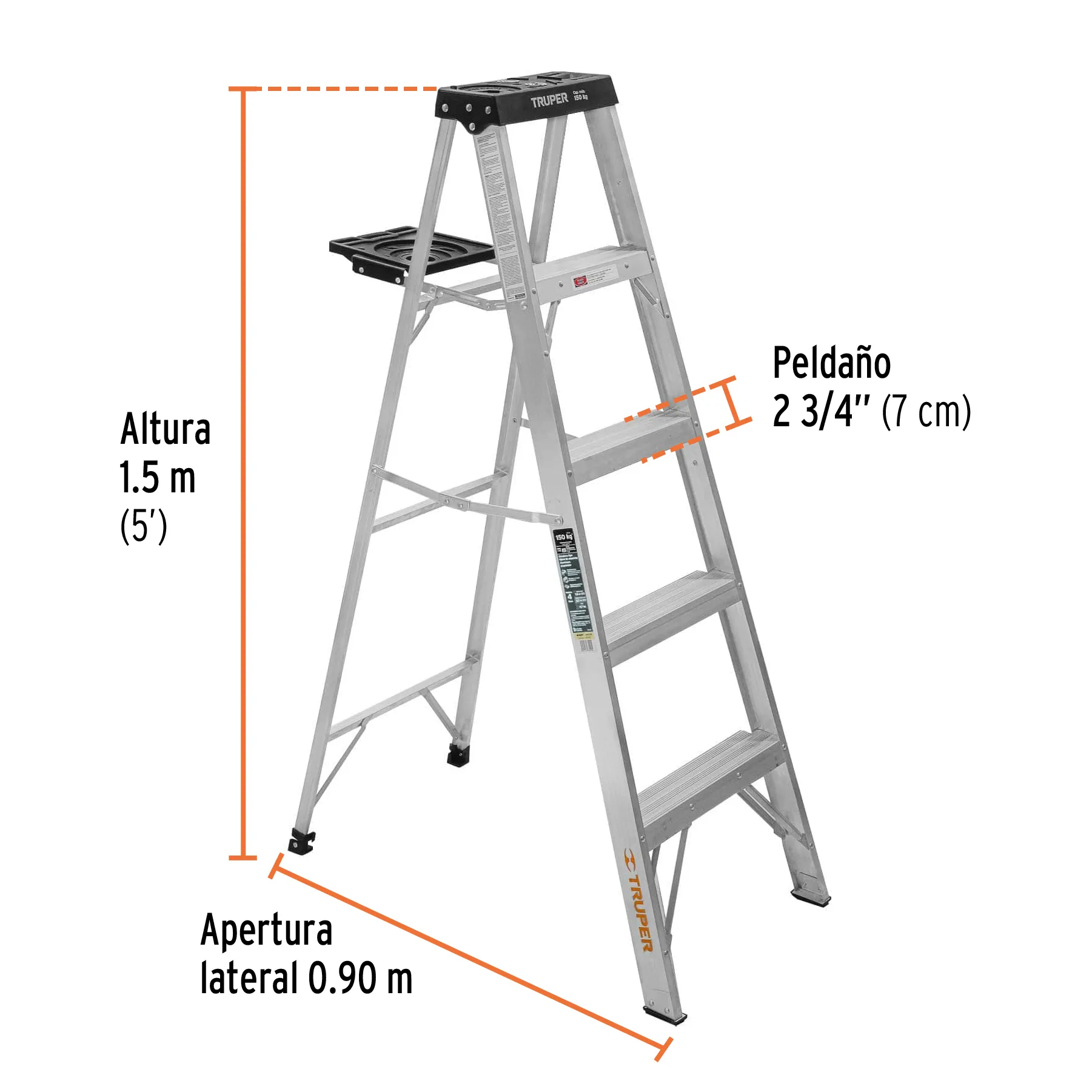 Escalera Tijera Tipo III 4 Escalones Con Bandeja Marca Truper