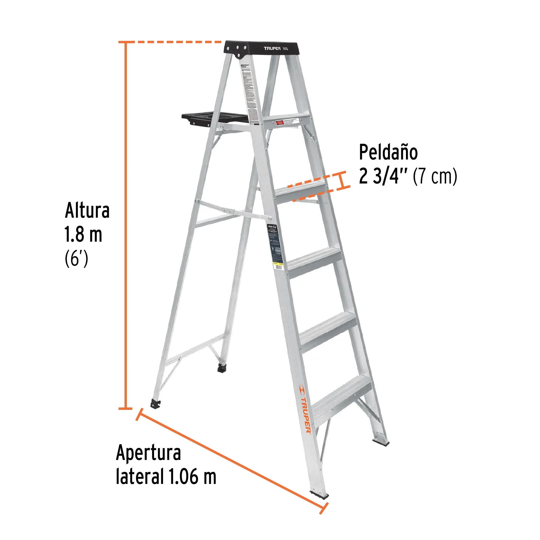 Escalera Tijera Tipo III 5 Escalones Con Bandeja Marca Truper